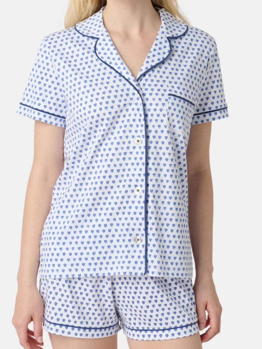 Fiora Pajama Blue Heart Print